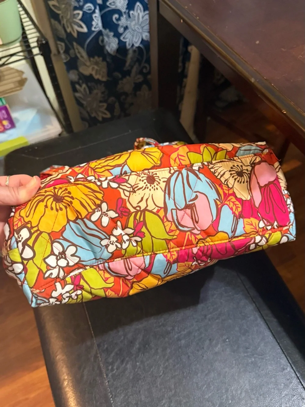 Vera Bradley Floral Quilted Tote in Red-Orange Multi